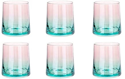 IXART Glass Cups/Glass Tumblers Set of 6 Glass Cups Premium Drinking Glasses for Water, Beverage & Cocktails Clear Glass Tumblers Great for Restaurants Bars, Parties Drinking Glasses (Color : D)