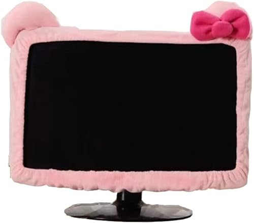 Computer-Monitor-Abdeckung, pelzig, elastisch, Monitor-Staubschutz, Zubehör, staubdichte Abdeckung, Kawaii-Dekor für PC, TV, Laptop, LCD-Bildschirm (20-27 Zoll)