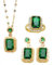 KONFEN Parure Bijoux Cristal Femme, Cristal Ensemble Collier Boucle d'oreilles Bague Ajustable avec Zircon Cubique, 3 Pièces Bijoux Necklace Parure Bijoux Fantaisie Set pour Femmes et Filles (Vert)