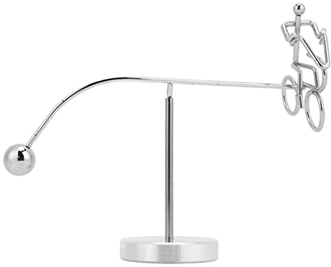 Tissting Balance Pendel Newton Pendel Fahrrad Figuren Swing Gewichtheben 16,5 x 14 x 5 cm Kleine Iron Man Balance Kugeln Tumbler Silber Eisen Schreibtisch Deko Ornamente