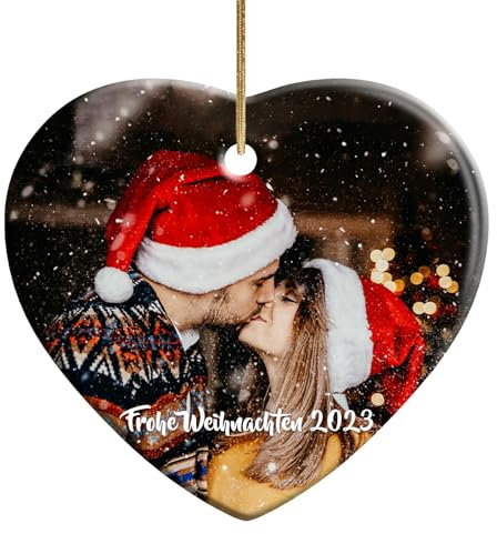 witfox Personalisierte Weihnachtskugeln mit Foto weihnachtsanhänger - Personalisierte weihnachtsbaumschmuck Paar, Familie und Freunde Herz