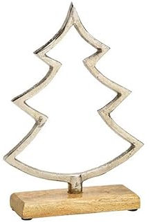 Tannenbaum Baum Mangoholz Metall Silber silbrig Deko Weihnachten Tischdeko