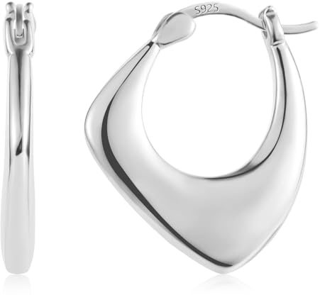 ALEXCRAFT Dick Creolen Eckig Ohrringe Silber 925 Klein Damen Geschenk für Frauen Freundin Mama Mädchen