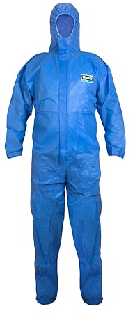 keep Type 5/6, 50 gram, Breathable SMS Disposable Overalls for Men, Women | Chemical Protection Coveralls Hazmat Suit | Industrial Safety Overalls Mens Workwear (Blue, M)