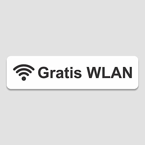 PVC Aufkleber - Schild - Eckig 4 x 16 cm - Selbstklebend - Weiß glanz - UV beständig - Für Innen und Außen (Gratis WLAN)