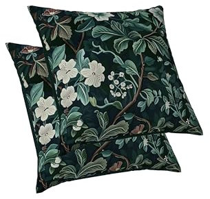 ggaimwf Kissenbezüge Enthalten Sets 2 Grün Pflanze Blume Zierkissenbezüge Ästhetisch Dschungel Modern Bauernhaus Stil Landhaus Dekorativ Sofa Wohnzimmer Garten Terrasse 40 x 40 cm