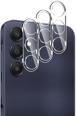 Lutree pour Samsung Galaxy A25 5G Protection Caméra, 3 Pièces 9H Dureté HD Arrière Caméra Verre Trempé, Sans Bulle Anti-Rayures Protecteur D'écran - Transparent