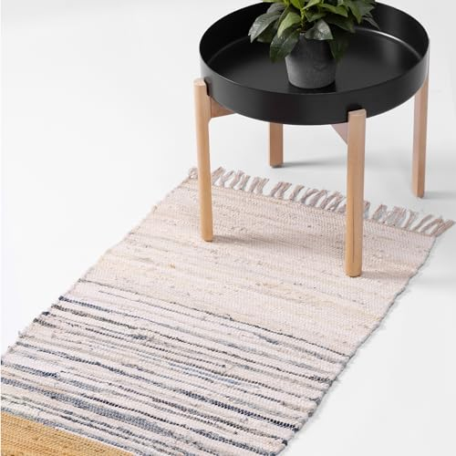 JEMIDI Alfombras de Habitacion 60 x 130 cm - Alfombra Boho con Flecos para Cocina Pasillo Dormitorio Salon - Alfombra Lavable Lavadora - Alfombra 60x130 cm - Beige y Marrón