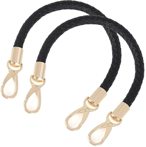 WANYI 2 Stück 40cm Taschenhenkel Leder Taschengurte zum Wechseln DIY Taschengriffe Schultergurt Taschenriemen Ersatzhenkel für Taschen Handtasche Geldbörse mit 2 Gold Karabinerhaken (Schwarz)