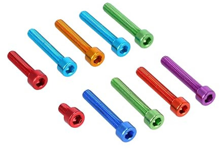 AKF Aluminium-Schrauben, Innensechskant, Kunterbunt, M6 x 10-35mm, 12 Stück, für Kupplungs- und Lichtmaschinendeckel, Motor M500 / M700, Simson S51, S70, S53, S83, SR50, SR80, KR51/2 Schwalbe
