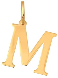 Rodium - Goldene Anhänger, Buchstabe M, 14 Karat Gold/ 585er Feingehalt, Charms für Halskette oder Ketten Armband, Ideales Geschenke für Damen, Kettenanhänger für Goldschmuck