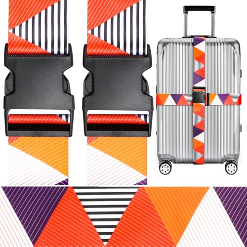 Adjustable Travel Luggage Strap Suitcase Belt Travel Bag Accessories 1.96 in W x 6.23 ft L (2 Pack-Brilliant Triangle)