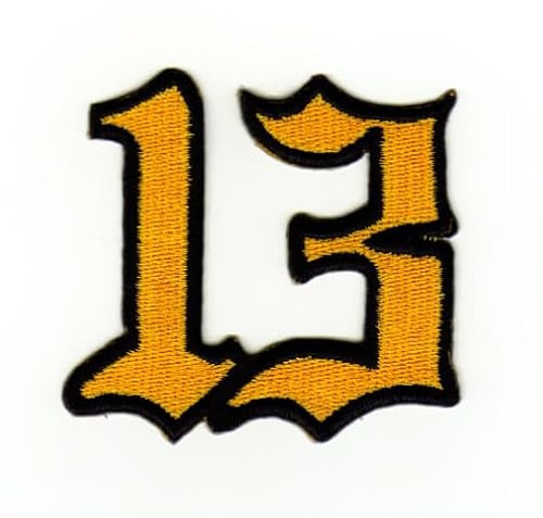 Number 13 Yellow Iron-On or Sew On Patch Iron-On Patch for Clothes Embroidered Iron On Patch Lucky Number Thirteen Applique Patch Size 6.0 x 6.0 cm