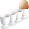 RHAFAYRE Lot de 4 coquetiers en Porcelaine pour œufs durs, coquetiers en céramique pour œufs durs et Mous pour Petit-déjeuner, dîner, Facile à Nettoyer, Blanc
