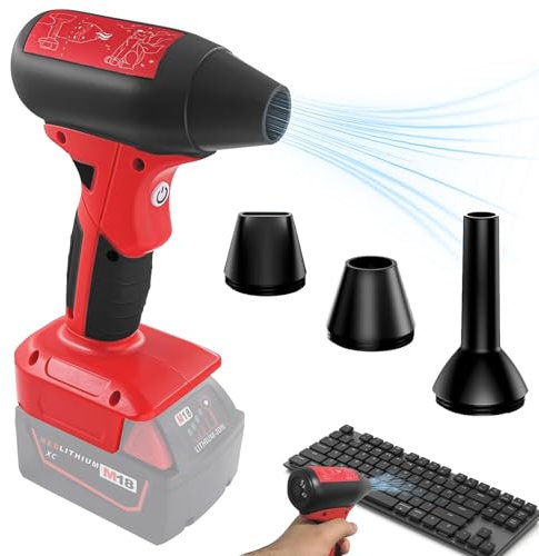 Jet Dry Mini Blower, 130000RPM Jet Hair Dryer compatible with Milwaukee M18, Portable Dust Blower, Air Blower Brushless with 3 Nozzles for Drying/Cleaning (NO Battery)