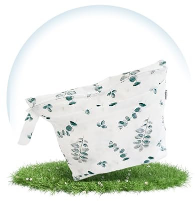 Hinzling Wetbag (Eukalyptus Duo) – 2 in 1 Nasstasche für saubere und dreckige Stoffwindeln – Nachhaltige Wetbags aus recyceltem Polyester – Wetbag für Kindergarten und Unterwegs – Wetbag Kindergarten