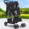 YITAHOME Haustierbuggy für kleine bis mittelgroße Hunde, 4-Rad-Hundebuggy mit Aufbewahrungskorb, faltbarer Haustier-Reisewagen mit Getränkehalter und Aufbewahrungskorb (Schwarz)