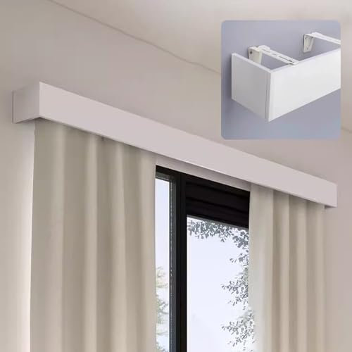 CMYUN Gardinenschiene Wandmontage Gardinenkasten Ohne Schienen, Extra Lang Dekorfenster Gardinenblende Gardinenblende zur Abdeckung Der Gardinenschiene(170cm (5.6ft))