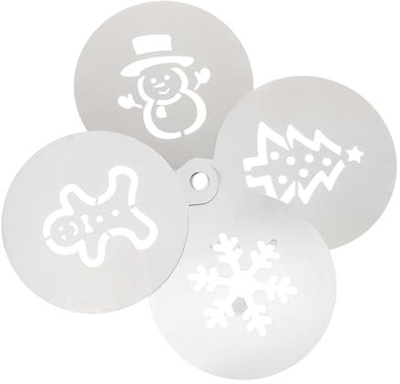 MAGICLULU 4 Stück Weihnachtsglasursieb Kuchendekorationsdose Kaffeeschablonen Weihnachten geldgeschenke weihnachten ausgefallene weihnachten kaffeetisch neuartige Malvorlagen