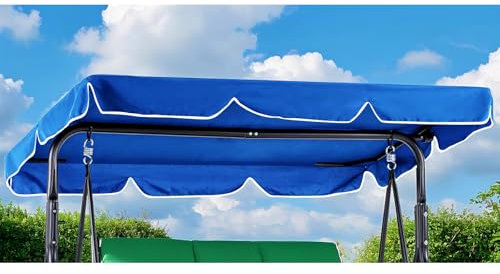Hollywoodschaukel Dachbezug Wasserdicht,Hollywood Swing Ersatzdach mit Klettverschluss, Gartenschaukel Dach mit 4 Verstellbare Tunnel (Blau)