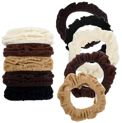 5 Stück Scrunchies Haargummi Dickes Haar Schwarz Baumwolle Weich Elastische Haarbänder Damen Nahtlose Zopfgummis Invisibobble für Frauen Dickes Lockiges Dünnes Feines Haar Pferdeschwanz