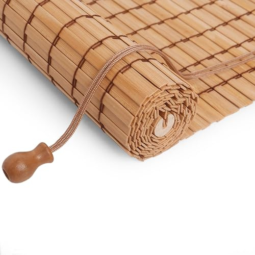 Retro Bambus Rollo 80x162.5cm Raffrollo Bambusrollo Sonnenschutz und Sichtschutz Rollo Seitenzugrollo Wetterfest Natur Holzrollos für Fenster Tür Innen Aussenbereich