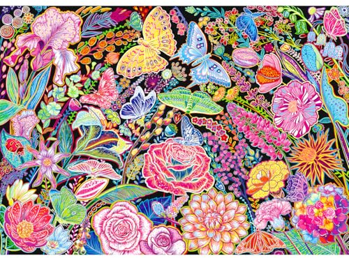 HUADADA Puzzle 1000 Teile-Puzzle 1000 Teile Erwachsene-Blumen und Schmetterlinge Klassische Puzzle Geschenk