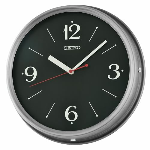 Seiko Clock Wanduhr metallic schwarz Aluminium