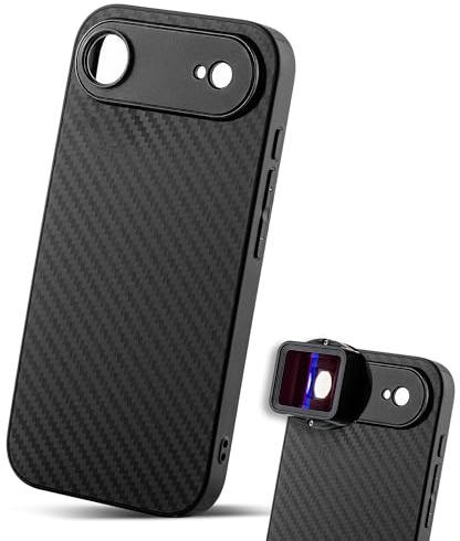 MOJOGEAR 17mm-Objektivhülle Kompatibel mit iPhone 17 Air - Carbon - Schutzhülle mit 17mm Metall-Gewinde für Externe Smartphone Linsen - Schwarz