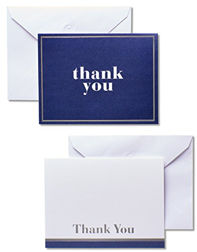 American Greetings Dankeskarten mit Umschlägen, Blau und Weiß, 50 Stück