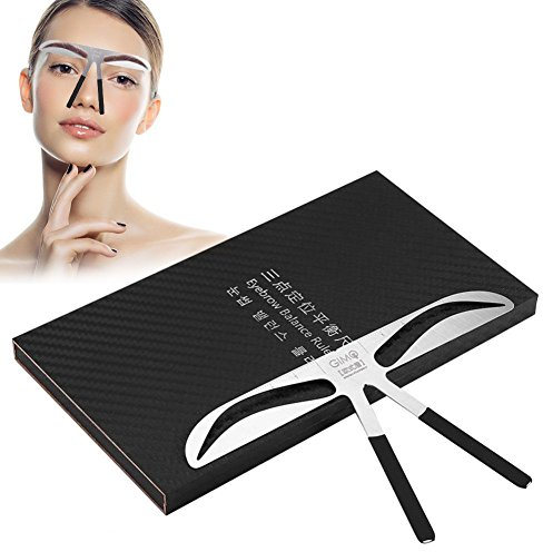 Augenbrauen-Muster DIY Schablone, Edelstahl Augenbraue Messlineal Eyebrow Bremssattel, Drei Punkt Positionierungsdesign, Tattoo Design Schieberform Balance Größe für Makeup Werkzeug (03#)