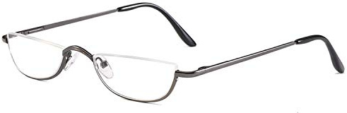 KoKoBin Half Frame Reading Glasses Spring Hinges for Men Women Slim Half Moon Lens Readers Metal Semi Rimless eyewear