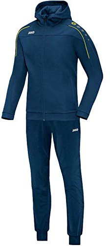JAKO Herren Trainingsanzug Polyester Classico mit Kapuze, nightblue/citro, XXL, M9450
