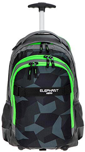 Elephant Trolley Hero Signature Trolleyrucksack Rucksack Schultrolley 12771 (Cyber Camo Grün (Schwarz/Grün))