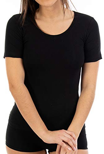 Lacotex Camiseta Interior de Mujer | Camiseta Camiseta Manga Corta y Cuello Pico | Confort y Protección Térmica Interior | Pack Ahorro 3 Unidades | Talla XL LCT462 Negro