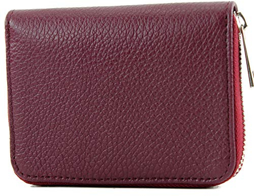 modamoda de - P04 - ital. Damen Portemonnaie Echtleder kurz, Farbe:Bordeauxrot