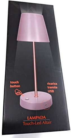 BRANDANI Lampada Touch LED Tortora Ricaricabile, Plastica Rosa, Moderno