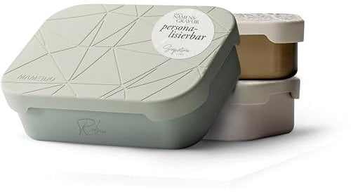 MAMEIDO Brotdose personalisiert 1200ml, mit flexiblem Trenner & Silikondeckel, Lunchbox mit Namen, Vesperbox mit Gravur, Brotbox mit Fächern (personalisiert, 1,2l)