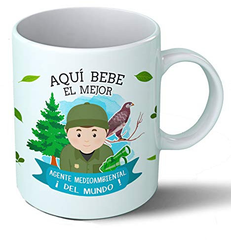 Planetacase - Taza Agente Medioambiental - Regalo Original - Cerámica 330 mL - Taza Desayuno Apta para Microondas y Lavavajillas - Resistente a Lavados - Agente Medioambiental (Él)