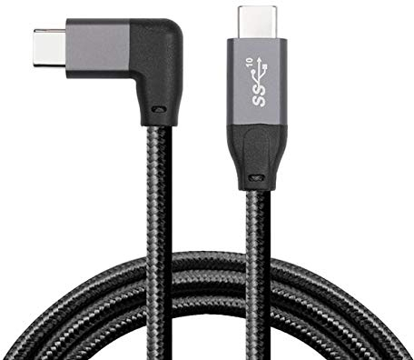 cablecc 10 Gbit/s USB-C USB 3.1 Typ C Gen2 Stecker Daten Video 100 W Kabel 90 Grad links rechts gewinkelt mit E-Marker 50 cm