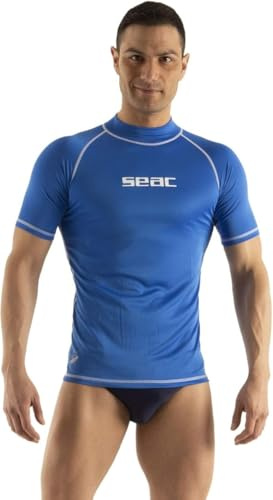 Seac T-Sun Short Man, Rashguard T-Sun pour Homme, Manches Courtes, Protection Solaire UV 97.5% , bleu, M