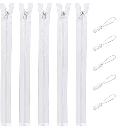 DOITEM 5 Pezzi 50 cm # 5 separare Cerniere Chiusure Lampo per Jacket Cucire Cappotti Giacca plastica Cerniere (Bianca 5 Pezzi)