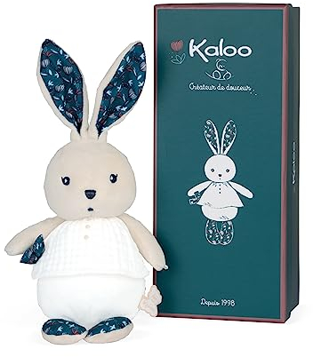 KALOO - K'Doux - Kleine Püppchen Hase Nature - Weiß und blau - Mulltuch-Material - Plüsch - 20 cm - Ab Geburt, K969954