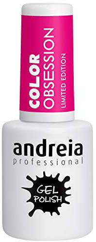 Andreia Professional Semi-Permanent Nail Gel Polish - Long-lasting Intense Colour & Shine Gel Varnish - Colour OB3 Hot Pink 10.5ml