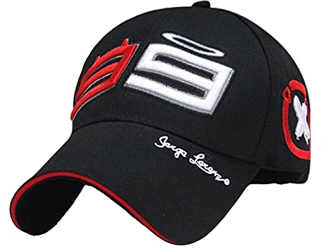 Mfacl Baseballkappe Visier Sportkappe Casual Hat, Moto GP 99 Jorge Lorenzo Hüte für Männer Rennkappe Baumwollmarke Motorrad Racing Baseballkappen Auto Snapback Schwarzer Hut
