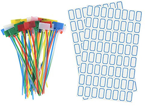 sourcing map 50pcs Nylon Cable Ties Tags Label Marker Self-Locking for Marking Organizing White/Red/Green/Blue/Yellow