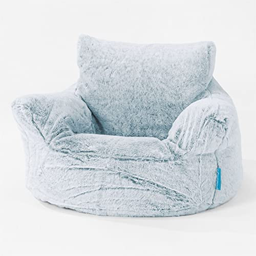 Lounge Pug - Kindersessel Sitzsäcke - Sitzsack Kinder - Kaninchen Kunstfell Pastellblau
