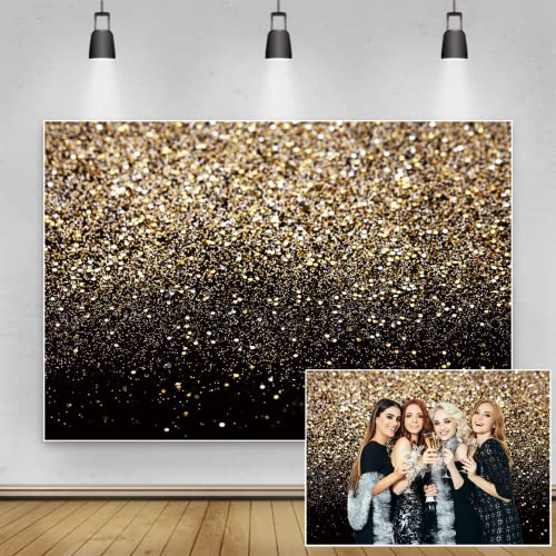 Renaiss 3x2m Schwarz und Gold Glitzer Kulisse Golden Bokeh Spots Paillette Fotografie Hintergrund Hochzeit Familie Geburtstag Party Dekoration Erwachsene Baby Porträt Foto Requisiten