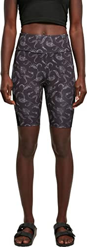 Urban Classics Damen Ladies High Waist Tech Mesh AOP Cycle Shorts, blackpaisley, XS
