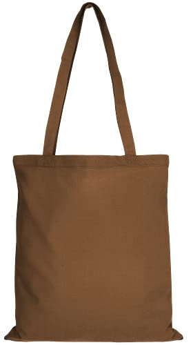 TEXXILLA 10er | 25er | 100er Pack Baumwolltasche - 28 Farben | mit Zwei Langen Henkeln | 38x42cm | Jutebeutel | Einkaufstasche | unbedruckt, Farbe:braun, Größe:10 Stück